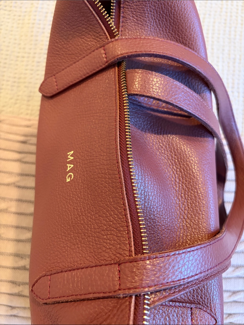 Cuyana Zippered Leather Tote with Monogram - Picture 7 of 10